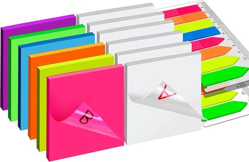 ملاحظات لاصقة شفافة من LEOBRO مقاس 3 × 3 بوصات، 600 ورقة و12 وسادة ملونة ذاتية اللصق، مذكرة ذاتية اللصق مقاومة للماء، ملاحظات لاصقة متنوعة، ملاحظات لاصقة فائقة الشفافية in Kuwait