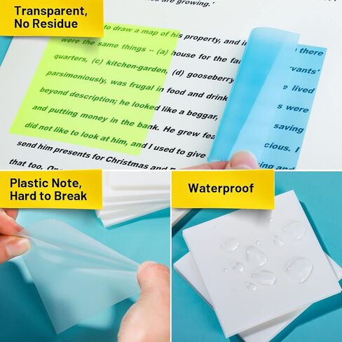 ملاحظات لاصقة شفافة من LEOBRO مقاس 3 × 3 بوصات، 600 ورقة و12 وسادة ملونة ذاتية اللصق، مذكرة ذاتية اللصق مقاومة للماء، ملاحظات لاصقة متنوعة، ملاحظات لاصقة فائقة الشفافية in Kuwait