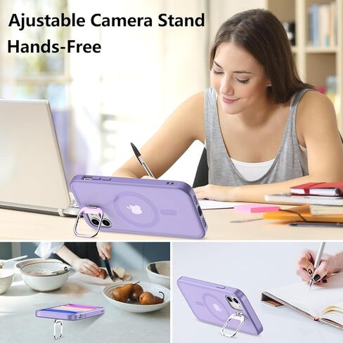 LakiBeibi Compatible with iPhone 11 Case with Camera Stand,Compatible with Magsafe,Military Grade Shockproof Protection Translucent Matte Phone Case for iPhone 11(Pink) in Kuwait