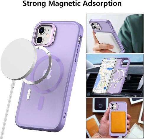 LakiBeibi Compatible with iPhone 11 Case with Camera Stand,Compatible with Magsafe,Military Grade Shockproof Protection Translucent Matte Phone Case for iPhone 11(Pink) in Kuwait