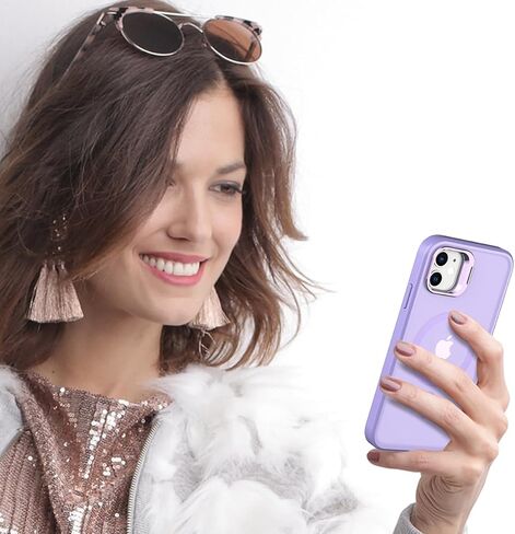 LakiBeibi Compatible with iPhone 11 Case with Camera Stand,Compatible with Magsafe,Military Grade Shockproof Protection Translucent Matte Phone Case for iPhone 11(Pink) in Kuwait