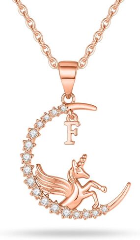 Unicorns Gifts for Girls, Rose Gold/White Gold Plated CZ Unicorn Necklace for Girls Letter Initial Unicorn Necklace Jewelry Unicorn Gifts for Girls Kids Little Girls in Saudi Arabia