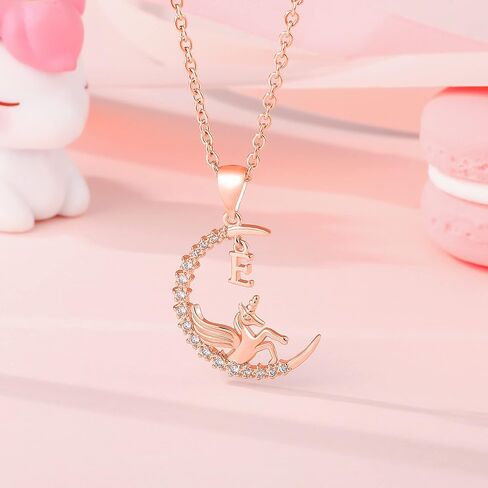 Unicorns Gifts for Girls, Rose Gold/White Gold Plated CZ Unicorn Necklace for Girls Letter Initial Unicorn Necklace Jewelry Unicorn Gifts for Girls Kids Little Girls in Saudi Arabia