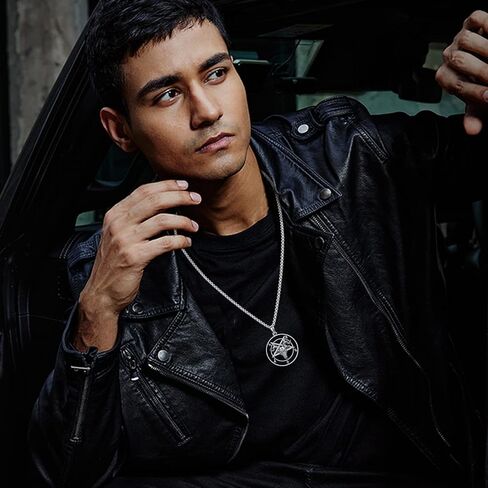 قلادة الشيطان 925 الفضة الاسترليني مقلوب الخماسي قلادة قلادة baphomet رأس الماعز قلادة مع الطاغوت رأسا على عقب الصليب مجوهرات شيطانية هدية وثنية للنساء الرجال in Kuwait