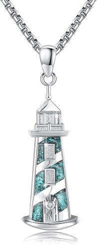 Lighthouse Necklace for Graduation 925 Sterling Silver Dainty Turquoise Lighthouse Pendant Nautical Sailor Lighthouse Jewelry Gift for Men Women in Saudi Arabia