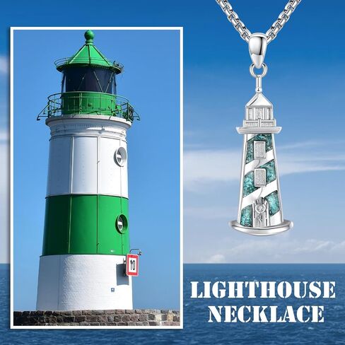 Lighthouse Necklace for Graduation 925 Sterling Silver Dainty Turquoise Lighthouse Pendant Nautical Sailor Lighthouse Jewelry Gift for Men Women in Saudi Arabia