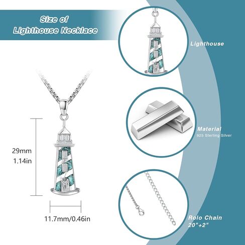 Lighthouse Necklace for Graduation 925 Sterling Silver Dainty Turquoise Lighthouse Pendant Nautical Sailor Lighthouse Jewelry Gift for Men Women in Saudi Arabia