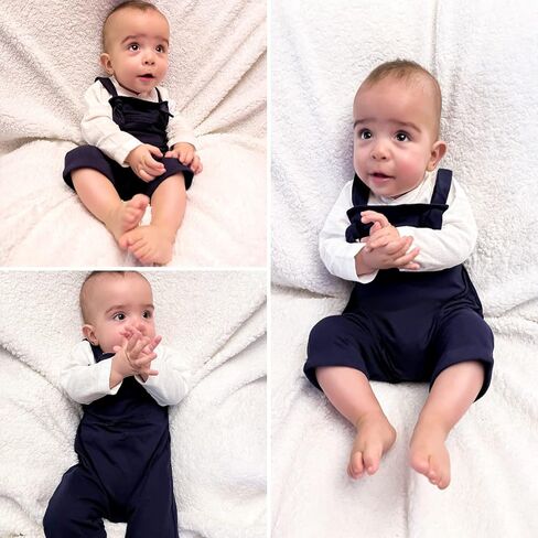 Unutiylo Baby Boys Clothes for Gentleman Outfits,Toddler Overalls Baby Suspender Pants and Bodysuit Romper in Kuwait