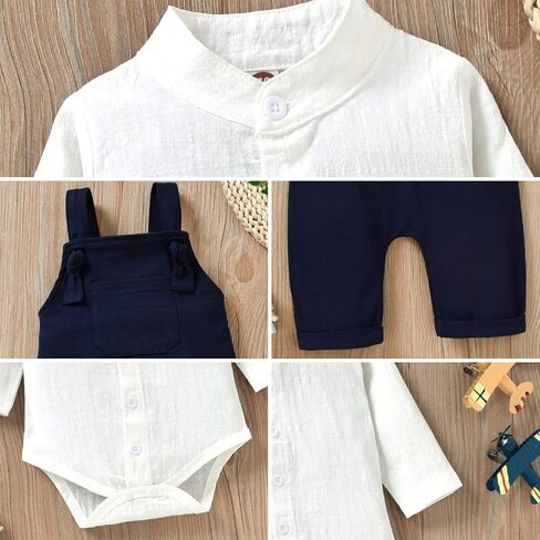 Unutiylo Baby Boys Clothes for Gentleman Outfits,Toddler Overalls Baby Suspender Pants and Bodysuit Romper in Kuwait