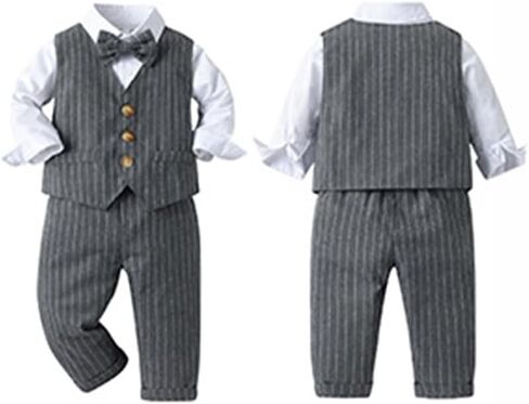 IMEKIS Toddler Baby Boy Christening Outfit Christmas Kids Bowtie Shirt Waistcoat Pants Wedding Holiday Tuxedo Gentleman Suits in Kuwait