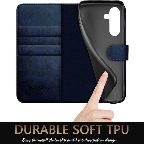 for Samsung Galaxy S23 FE Genuine Leather Wallet case 【RFID Blocking】【4 Credit Card Holder】【Real Leather】 Flip Folio Book Phone case Protective Cover Women Men for S23FE case Black in Saudi Arabia
