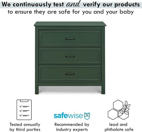 DaVinci Charlie 3-Drawer Dresser, Forest Green in Saudi Arabia