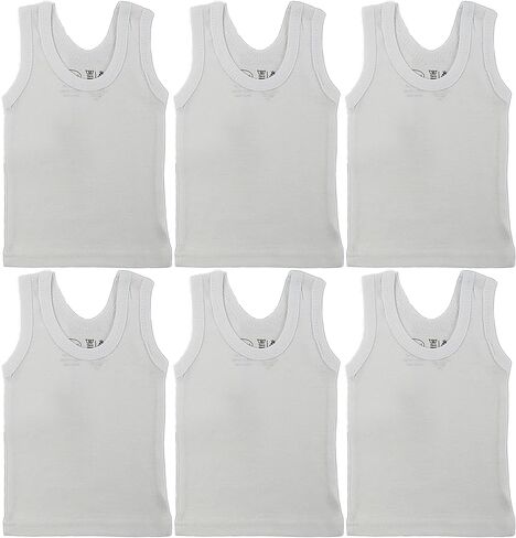 Baby Sleeveless Pack of 6 Tank Tops 100% Cotton Shirts, Short Sleeve Tees 0-24 Months Boys, Girls, Unisex in Kuwait