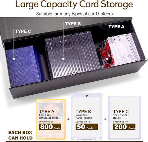 8 Pack Trading Card Storage Box, Baseball Card Holder Hobby Cases with Magnet Lid for Sports Cards, Toploader Storage Case Boxes with Labels Fit 50 One Touch, 200 Toploaders and 800 Cards in Saudi Arabia