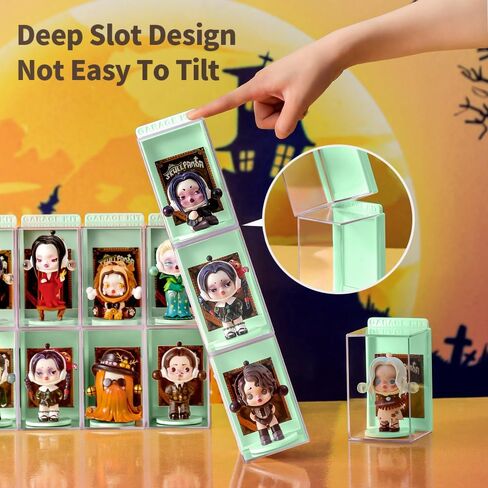 6Pcs Acrylic Display Case for Figures,Clear Display Box with ID Card Slot ,Dustproof Display Cabinet Box for Minifig and Action Figures,Collectibles ,Crystals,Rock,Mini Toys(Green) in Saudi Arabia