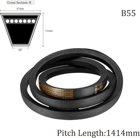 B-55 V-Belts - [55" Pitch Length x 0.63" Width x 0.43"Thickness] B-Section Rubber Drive Belt for Power Transmission Use, Black in Saudi Arabia