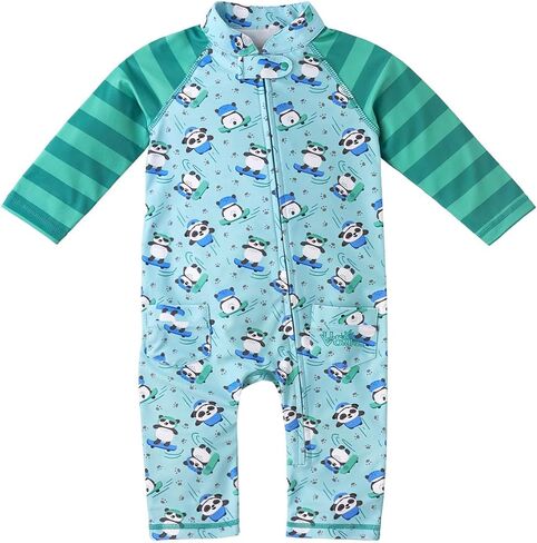 UV SKINZ Baby Boy Swimsuit - One Piece, Full Body Sunsuit with UPF 50+ | Rash Guard, 4 Way Stretch, Swim Knit Sun Fabric, Quick Drying, Full Front Zipper, Front Pockets, Full Neck Coverage in Saudi Arabia