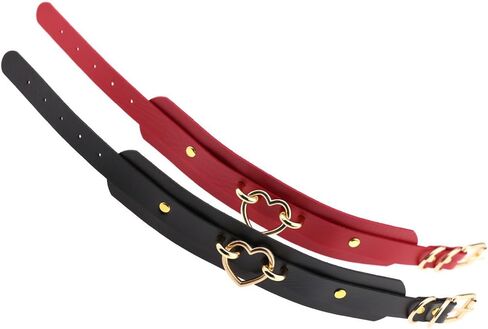 Women Leather Necklaces Choker Girl Heart Punk Rock Adjustable Collar Necklaces in Kuwait