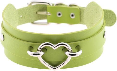 Women Leather Necklaces Choker Girl Heart Punk Rock Adjustable Collar Necklaces in Kuwait