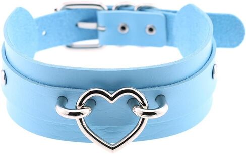 Women Leather Necklaces Choker Girl Heart Punk Rock Adjustable Collar Necklaces in Kuwait