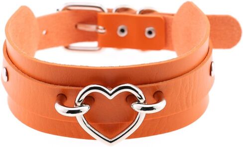 Women Leather Necklaces Choker Girl Heart Punk Rock Adjustable Collar Necklaces in Kuwait
