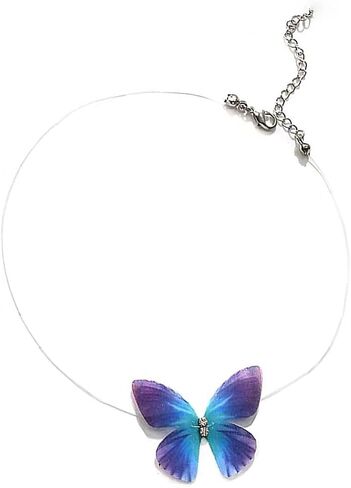 Invisible Necklaces for Women Purple Blue Butterfly Rhinestone Choker Necklace Fishing Wire Clear Gargantillas Para Mujer Necklaces Beachy Charm Statement Trendy Jewelry in Kuwait