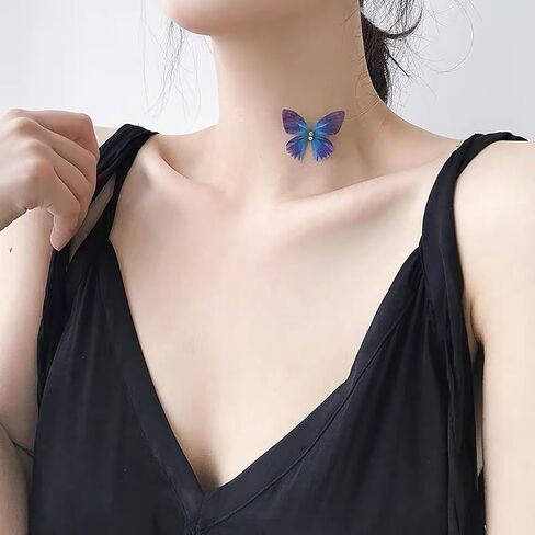 Invisible Necklaces for Women Purple Blue Butterfly Rhinestone Choker Necklace Fishing Wire Clear Gargantillas Para Mujer Necklaces Beachy Charm Statement Trendy Jewelry in Kuwait