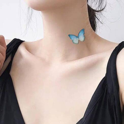 Invisible Necklaces for Women Purple Blue Butterfly Rhinestone Choker Necklace Fishing Wire Clear Gargantillas Para Mujer Necklaces Beachy Charm Statement Trendy Jewelry in Kuwait