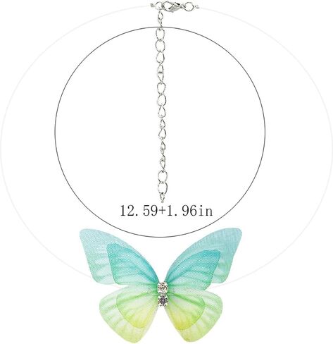 Invisible Necklaces for Women Purple Blue Butterfly Rhinestone Choker Necklace Fishing Wire Clear Gargantillas Para Mujer Necklaces Beachy Charm Statement Trendy Jewelry in Kuwait