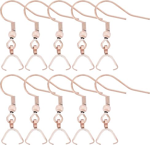 Beebeecraft 1 Box 50Pcs Earring Hooks with Pendant Clasp 18K Gold Plated Stainless Steel French Wire Earring Ball Hooks with Pinch Bails for Earring Making DIY in Saudi Arabia