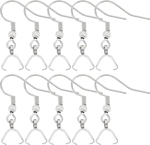 Beebeecraft 1 Box 50Pcs Earring Hooks with Pendant Clasp 18K Gold Plated Stainless Steel French Wire Earring Ball Hooks with Pinch Bails for Earring Making DIY in Saudi Arabia