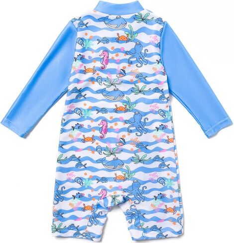BONVERANO Baby Toddler Recycled Fabric Swimsuit UPF 50+ Sun Protection Full-Length Zipper Rash Guard One Piece Swimwear in Saudi Arabia