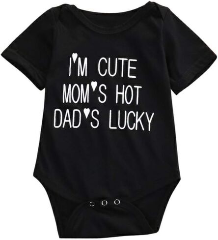 JYHOPE Funny Letter Print Romper Newborn Infant Baby Jumpsuit in Kuwait
