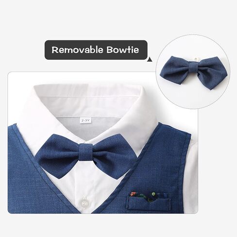 Volunboy Baby Boys Summer Suits Short Sleeve Wedding Ring Bearer Outfits 4Pcs Graduation Dress Vest Shirt Bowtie Shorts Set in Saudi Arabia