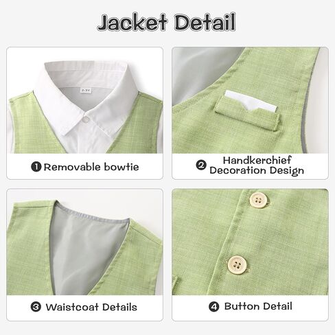 Volunboy Baby Boys Summer Suits Short Sleeve Wedding Ring Bearer Outfits 4Pcs Graduation Dress Vest Shirt Bowtie Shorts Set in Saudi Arabia
