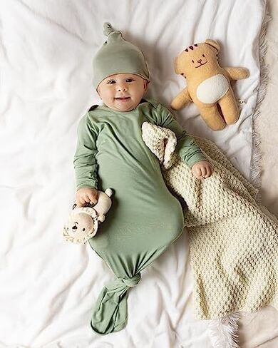 Baby Noah Newborn Knotted Gown for Boy Girls, Newborn Coming Home From Hospital Outfit, Baby Tie Gown Nightgown in Saudi Arabia