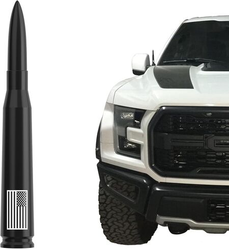 هوائي شاحنة السيارة العلم الأمريكي - تصميم مضاد للسرقة لسيارة Ford F150 F250 F350 Super Duty Ford Raptor Bronco Truck، Dodge RAM 1500 ملحقات السيارة البديلة للهوائي القصير، أسود in Kuwait