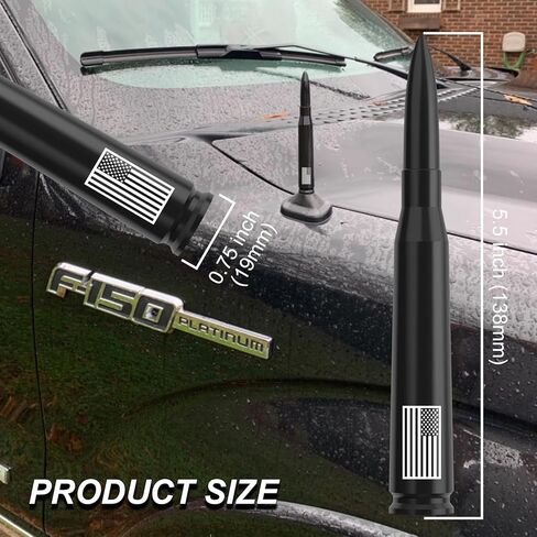 هوائي شاحنة السيارة العلم الأمريكي - تصميم مضاد للسرقة لسيارة Ford F150 F250 F350 Super Duty Ford Raptor Bronco Truck، Dodge RAM 1500 ملحقات السيارة البديلة للهوائي القصير، أسود in Kuwait