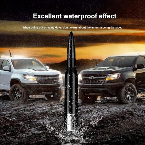 هوائي شاحنة السيارة العلم الأمريكي - تصميم مضاد للسرقة لسيارة Ford F150 F250 F350 Super Duty Ford Raptor Bronco Truck، Dodge RAM 1500 ملحقات السيارة البديلة للهوائي القصير، أسود in Kuwait
