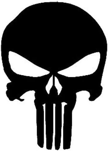 DW - ملصق لاصق من الفينيل مطبوع عليه شعار Punisher على شكل جمجمة للسيارة والشاحنات والشاحنات والشاحنات والكمبيوتر المحمول والنوافذ| أسود | 5.5" in Kuwait