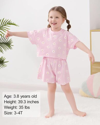 WESIDOM Toddler Girl Clothes Summer Outfit 3Pcs Short Set Headband 6M-6Y | Toddler Girl Clothes 12 Month Girl Clothes Toddler Girls Summer Outfit Set Daily Playwear 3 Pcs Baby Clothing in Saudi Arabia