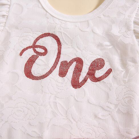 Baby Girls My 1st Birthday Outfits Long Sleeve Floral Lace Romper + Tutu Skirt + Headband Set in Saudi Arabia