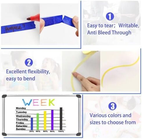 شريط رسام رفيع 1/8، 1/4، 1/2، 3/4، 1 بوصة عرض شريط طلاء شريط لاصق، من أجل DIY، الحرف اليدوية والمشروعات الفنية الكبيرة (أخضر، 1/8 بوصة + 1/4 بوصة) +1/2"+3/4" × 4 لفات) in Kuwait