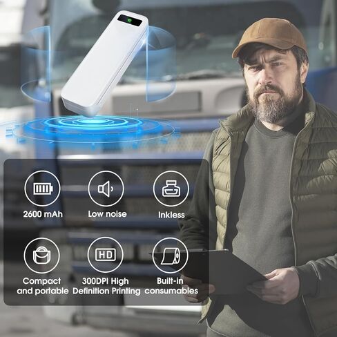 طابعة بدون حبر مطورة، طابعات M835 المحمولة لاسلكية للسفر، طابعة متنقلة تعمل بتقنية البلوتوث الحرارية المدمجة 300 نقطة في البوصة للهواتف الذكية التي تعمل بنظام Android iOS والكمبيوتر المحمول iPad، Letter/A4/4/3/2" in Kuwait