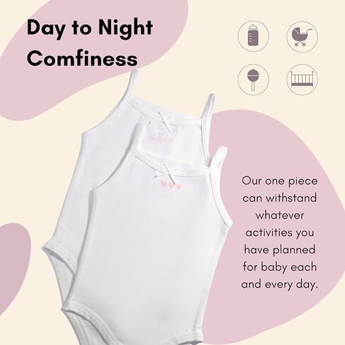 Feathers Tank Top Bodysuits for Baby Girl (2 Pack) Super Soft One-Piece Toddler Bodysuit in Saudi Arabia