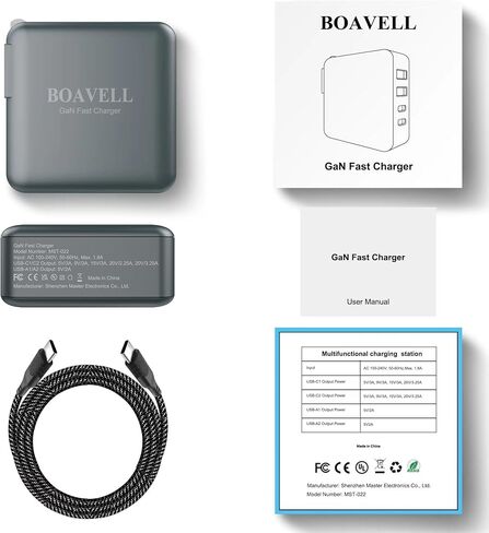 شاحن USB C، 4 منافذ قابلة للطي GaN 100W USB C مع كابل شاحن USB C 6FT 65W، شاحن حائط USB C شحن سريع لهاتف iPhone 15 14 13 12، MacBook، iPad، Galaxy والمزيد in Saudi Arabia