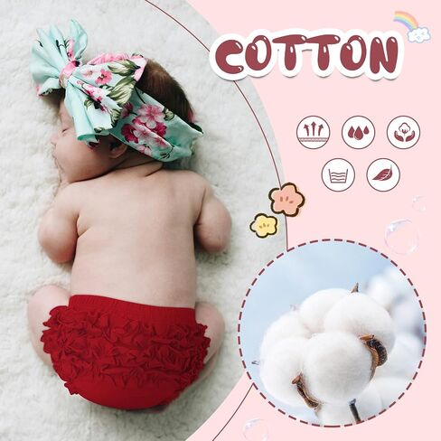 Durio Ruffle Baby Bloomers Cotton Diaper Covers for Girls 0-2T | Soft Cotton Stretch, Back Ruffle Bloomers, Easy Diaper Covers, Toddler Girls Under Dress Shorts, Daily Wear for 0-24M in Saudi Arabia