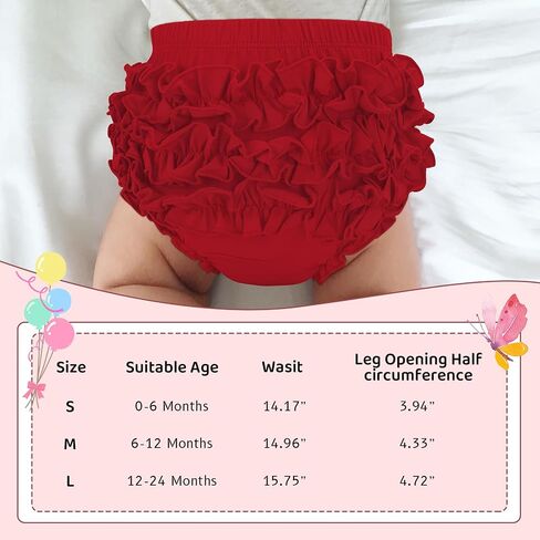 Durio Ruffle Baby Bloomers Cotton Diaper Covers for Girls 0-2T | Soft Cotton Stretch, Back Ruffle Bloomers, Easy Diaper Covers, Toddler Girls Under Dress Shorts, Daily Wear for 0-24M in Saudi Arabia