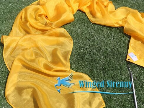 Winged Sirenny 98" Hand Painted Flowy Silk Ribbon Streamer with a Telescopic Rod, Church Liturgical Praise, Worship Adoration Dance Ribbon Banner in Saudi Arabia