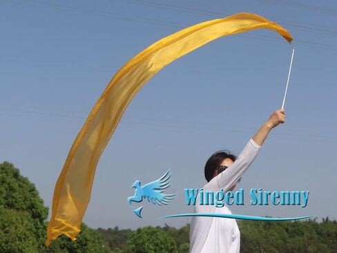 Winged Sirenny 98" Hand Painted Flowy Silk Ribbon Streamer with a Telescopic Rod, Church Liturgical Praise, Worship Adoration Dance Ribbon Banner in Saudi Arabia